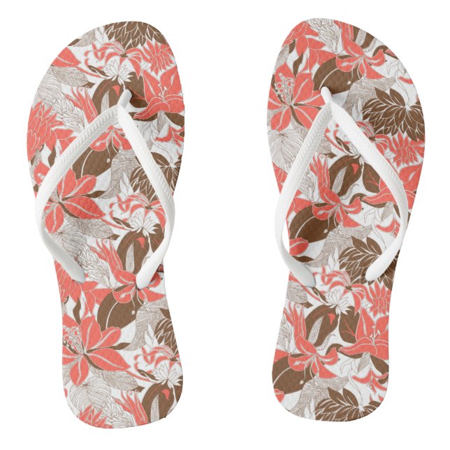 Tongs Contour Hawaii Tropical Lily et Protea Floral (Semelle)