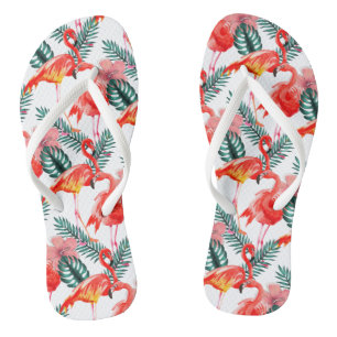 Tongs Corail coloré rose Flamingo motif