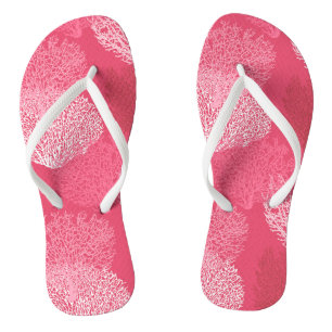 Tongs Corail de ventilateur imprimé, nuances de corail r