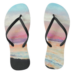 Tongs Coucher de soleil peint Pastel Beach   Retourner l