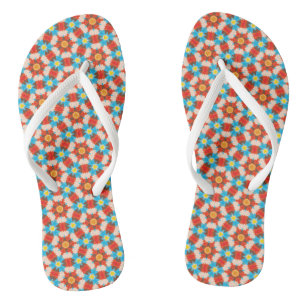 Tongs Couleurs 3D rétro uniques Motif géométrique