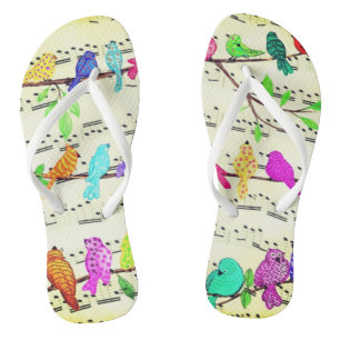 Tongs Couleurs Musical Oiseau Flip Flops