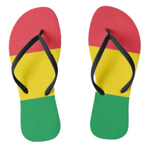Tongs Couleurs Rasta Vert Jaune Rouge Grilles Motif Drap