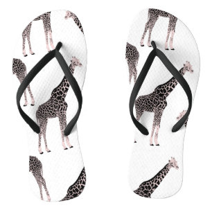 Tongs Coupe rose et noire Girafe Blanc design animal