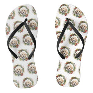 Tongs Couronne de Noël Cockapoo Chien festif