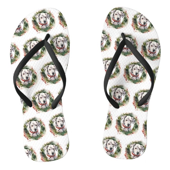Tongs Couronne de Noël dalmate Chien de fête (Semelle)