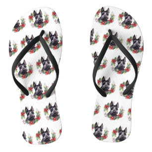 Tongs Couronne de Noël de Terrier Écossais Chien de Fête