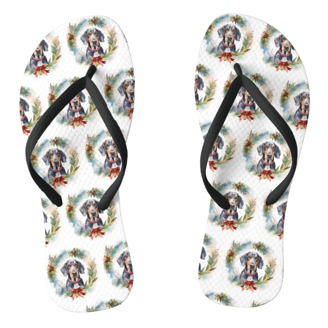 Tongs Couronne de Noël festive de Bluetick Coonhound (Semelle)