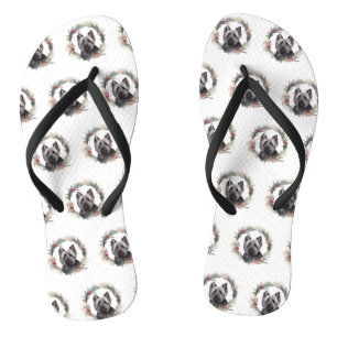 Tongs Couronne de Noël festive de Terrier de Skye