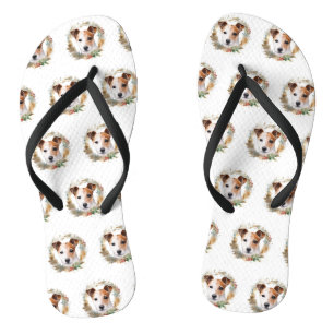 Tongs Couronne de Noël festive Jack Russell Pup