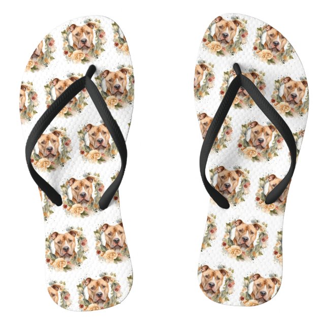 Tongs Couronne de Noël Pitbull Chien de fête (Semelle)