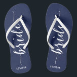 Tongs Coutume Mariée Marine Bleu Mariage Flip Flops<br><div class="desc">Épouse personnalisée simple marine bleu mariage flip flops avec sangles minces et texte personnalisable - vous pouvez ajouter le nom de l'Épouse</div>