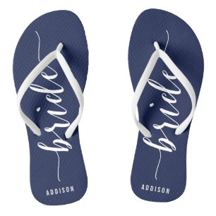 Tongs Coutume Mariée Marine Bleu Mariage Flip Flops