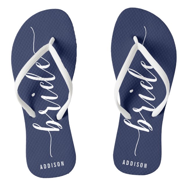 Tongs Coutume Mariée Marine Bleu Mariage Flip Flops (Semelle)