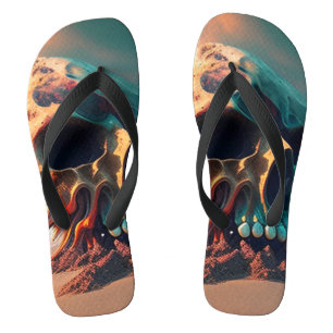 Tongs Crâne sur la plage