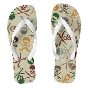 Tongs Crânes de pirate avec les épées croisées