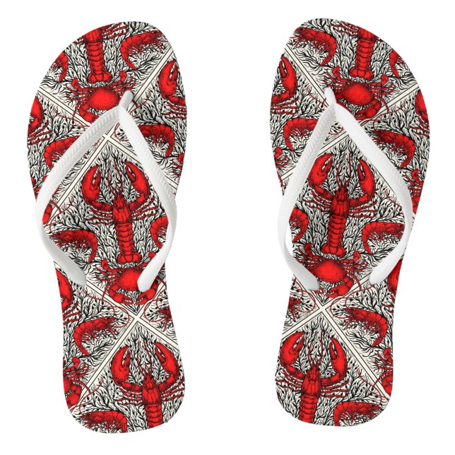 Tongs Crustacés en rouge, noir et ivoire (Semelle)