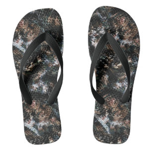 Tongs Cuir en peau de lézard reptile de serpent sans cou