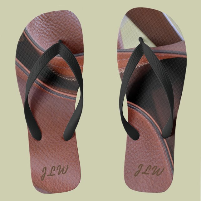 Tongs Cuir non fermé personnalisé avec initiales (Créateur téléchargé)