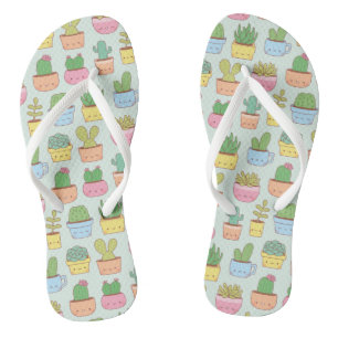 Tongs Cute Cacti Succulents Plantes Doodles Motif
