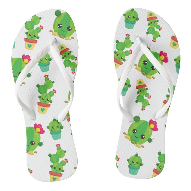 Tongs Cute Cactus, Green Cactus, Motif Cactus (Semelle)