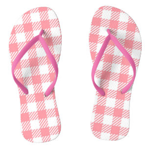 Tongs Cute fille rose blanc En vichy plaid