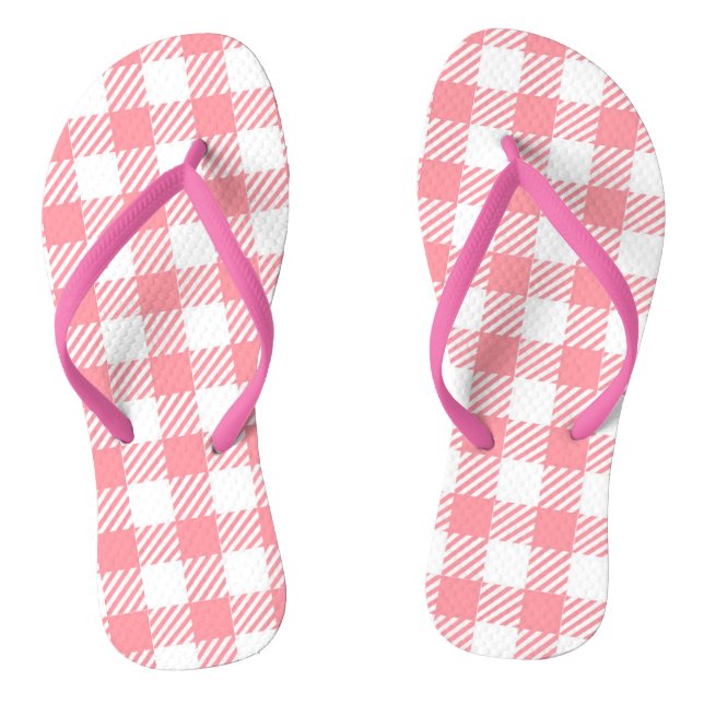 Tongs Cute fille rose blanc En vichy plaid (Semelle)