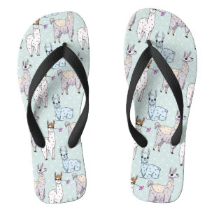 Tongs Cute Llama Motif Pois