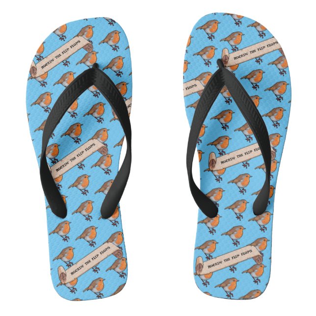 Tongs Cute Robin Rockin' Flip Flops Motif rétro (Semelle)