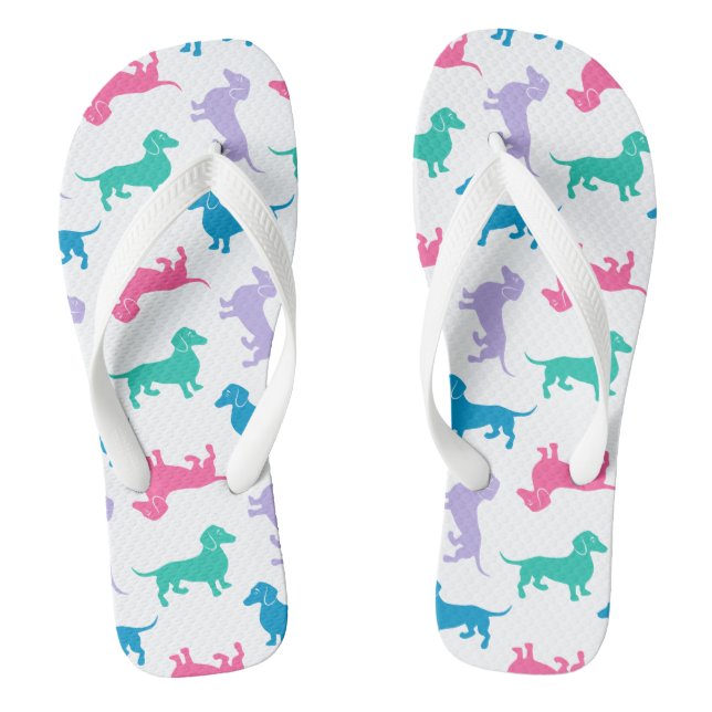 Tongs Dachshunds couleur pastel (Semelle)