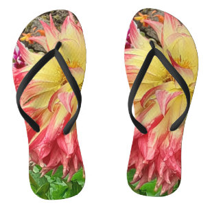 Tongs Dahlia rose et jaune 