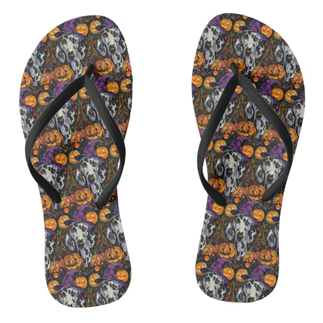Tongs Dalmatien effrayant, sorcière d'Halloween et citro (Semelle)