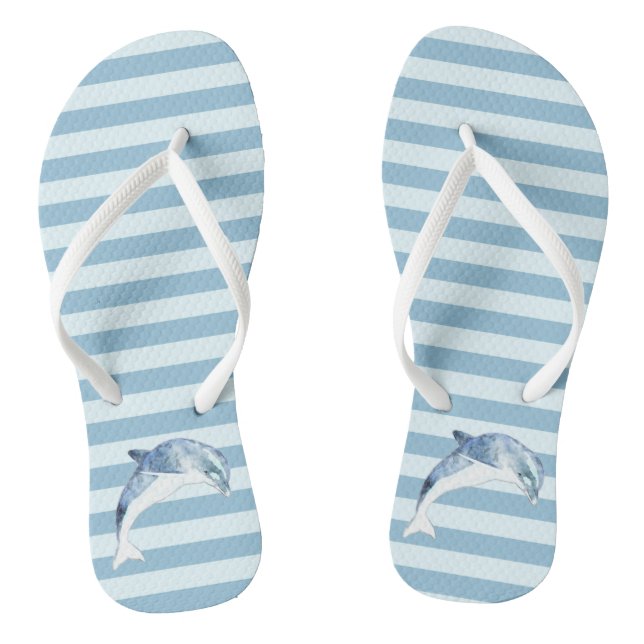 Tongs Dauphin adorable sur rayures bleu clair (Semelle)