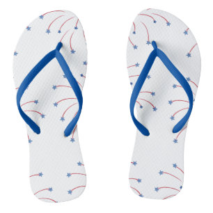 Tongs de fête Rouge Blanc Bleu avec Feu d'Artifice