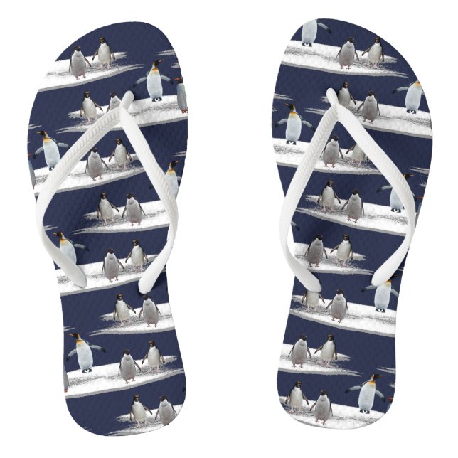Tongs de fête sur l'iceberg de pingouin (Navy) (Semelle)