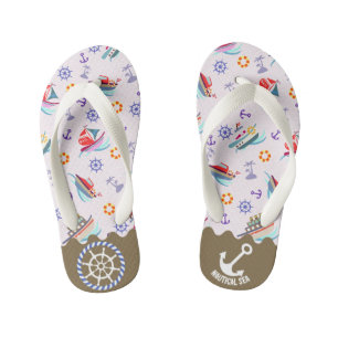 Tongs de mer blanche nautique pour enfants
