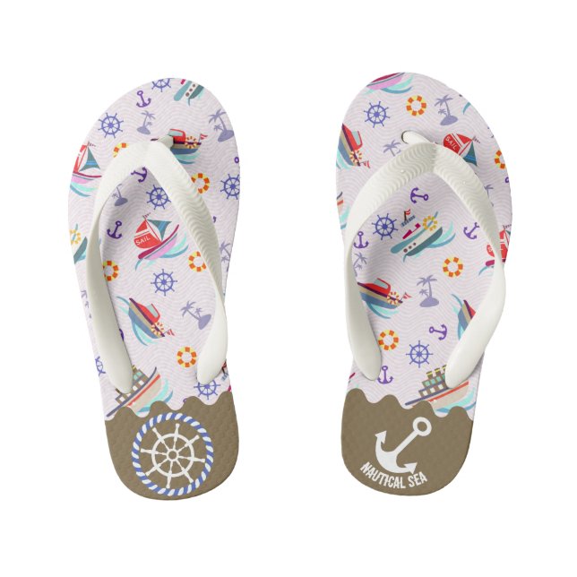 Tongs de mer blanche nautique pour enfants (Semelle)