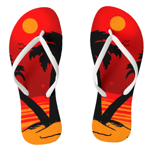 Tongs de plage Coucher de soleil avec motif de pal (Semelle)