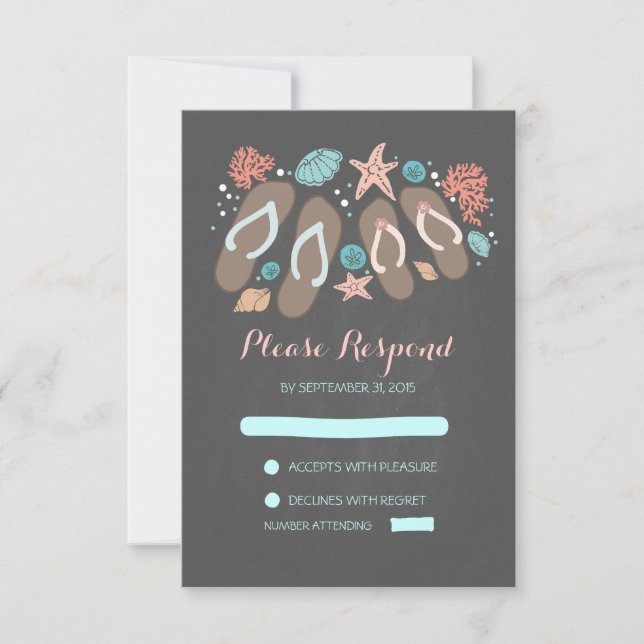 tongs de plage mariage cartes RSVP (Devant)