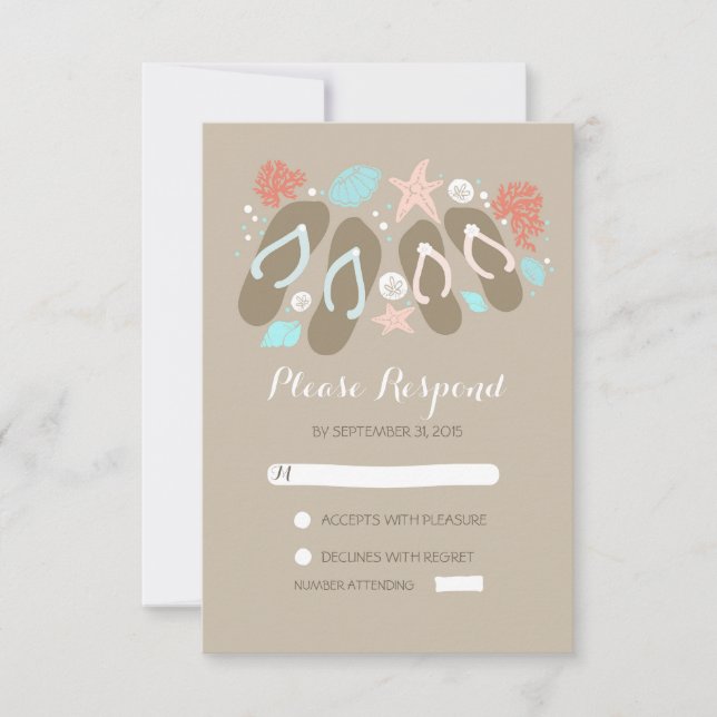 tongs de plage mariage cartes RSVP (Devant)