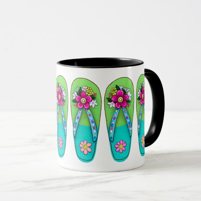 Tongs de printemps aux couleurs vives Mug (Devant droit)