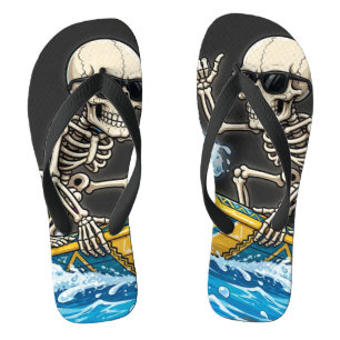 Tongs de surf squelette drôle planche de surf été