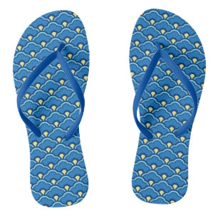 Tongs Déco pétoncles chinois, bleu océan et Indigo
