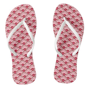 Tongs Déco pétoncles chinois, fuchsia et rose pâle