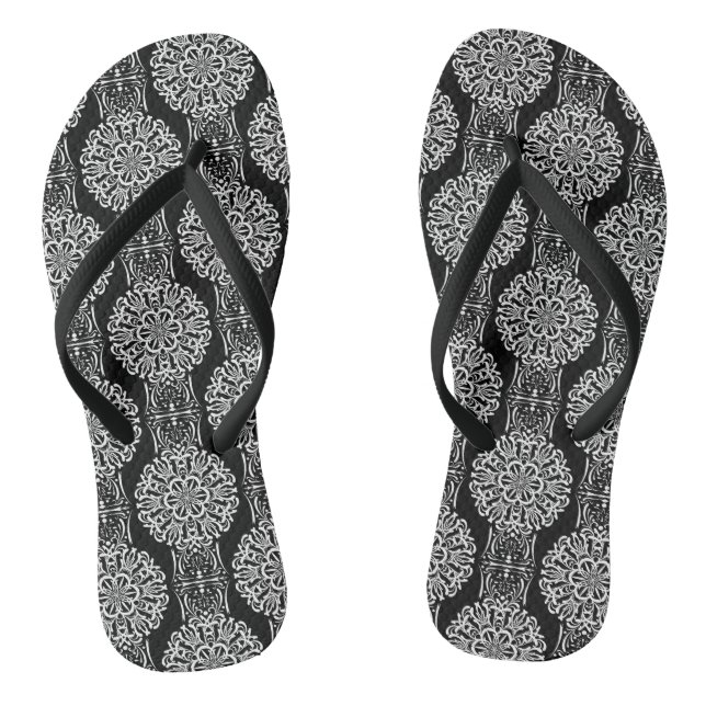 Tongs Décor abstrait sans charme noir moderne avec (Semelle)
