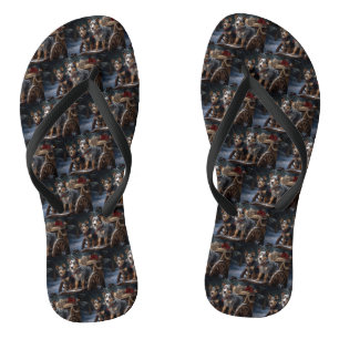 Tongs Décor de Noël australien pour bovins enneigé