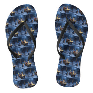 Tongs Décor de Noël traîneau enneigé Blue Heeler 