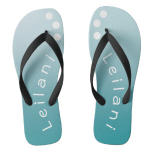 Tongs Dégradé personnalisé Turquoise avec Pois blancs
