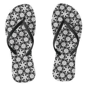 Tongs Dentelle antique - blanc et noir