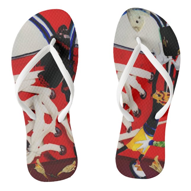 Tongs Des chaussures rouges. (Semelle)